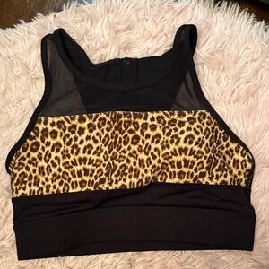 ZYIA Black and Leopard All Star Sports Bra - Medium